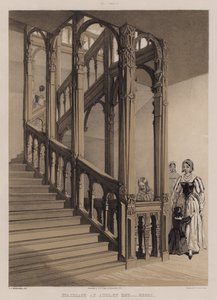 Escadaria em Audley End, Essex (cor litho) de Charles James Richardson
