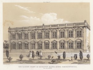 A frente do jardim do Brympton Manor House, Somersetshire, Inigo Jones, arquitecto (cor litho)
