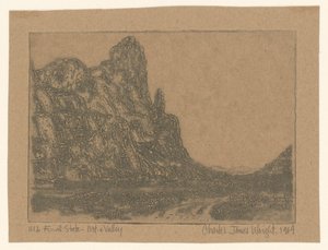 Paisagem com rocha íngreme de Charles James Wright (signed by artist)