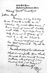 Carta a Charles Kent, escrita de Gad&39;s Hill Place, na véspera de sua morte, marcando um encontro no dia seguinte, 8 de junho de 1870 de Charles John Huffam Dickens