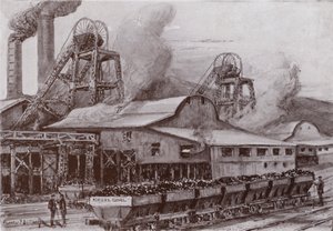 Uma mina de carvão galesa (litho)