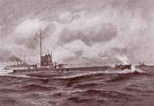 Um submarino na superfície (litho)