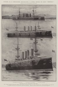 Marinheiros como decoração de coroação, um dispositivo vivo no HMS Terrible de Charles John de Lacy