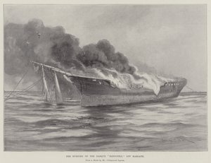 A queima da Barge Blengfell ao largo de Margate de Charles John de Lacy