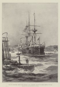 As manobras navais, operações de reserva de frota, HMS Alexandra, navio-bandeira do almirante Domvile, em Tor Bay