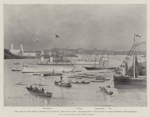 A visita do imperador alemão à Palestina, o iate real Hohenzollern com a escolta de navios que entram no Bósforo