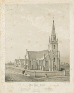 Burton-upon-Trent - Igreja e escolas de Cristo: gravura, nd [1789-1850] (impressão) de Charles Joseph Hullmandel