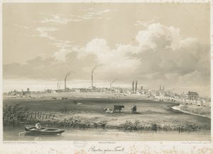 Ponte e cidade de Burton-upon-Trent: litografia colorida, nd [c 1840]