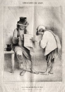 Caricaturas do dia: Lendo os mistérios de Paris. de Charles Joseph Traviès de Villers