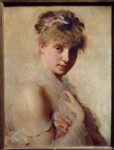 Retrato de uma jovem rapariga. Pintura de Charles Chaplin (1825-1891)