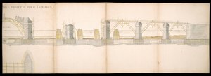 Projetos da ponte projetada no rio Tâmisa em Londres, BL Maps C.49.e.76 de Charles Labelye