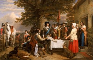 A véspera da batalha de Edge Hill, 1642, 1845