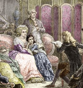 O Salão de Suzanne Curchod e Madame Necker (gravura) de Charles Laplante
