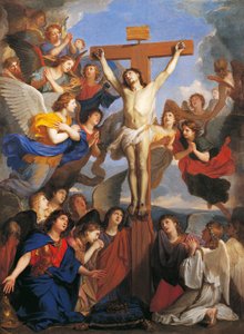 Crucifixo com anjos, cerca de 1660, de Charles Le Brun (1619-1690) de Charles Le Brun
