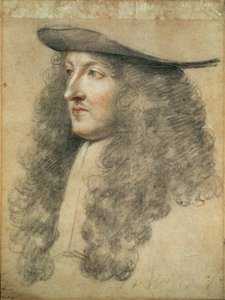Cabeça de retrato do rei Luís XIV, c.1663 (giz preto, vermelho e branco sobre papel)