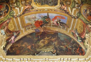 A Aliança da Alemanha e Espanha com a Holanda, 1672, pintura de teto da Galerie des Glaces de Charles Le Brun
