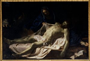 O Cristo morto sobre os joelhos da Virgem Pieta. Pintura de Charles Lebrun de Charles Le Brun