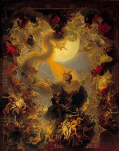 A queda dos anjos rebeldes. Pintura de Charles Lebrun (Le Brun) (1619-1690) de Charles Le Brun
