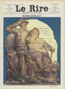 Caricatura de Henry Cheron, subsecretário de Estado francês para a guerra. Ilustração para Le Rire