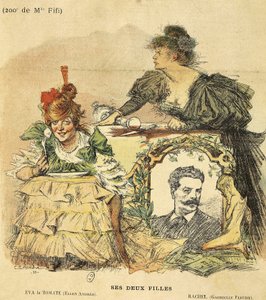 Desenho animado para os duzentos espetáculos de Mademoiselle Fifi, do romance de Guy de Maupassant (1850-1893) (ilustração) de Charles Leandre