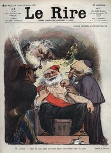 Emile Loubet - Pensão Presidencial Grátis - Sr. Loubet - É difícil meter as suas convicções na minha pele! - (Charles Leandre (1862-1934) ridiculariza o estado, a igreja e o exército à cabeceira do Presidente LOUBET, coberto de sinais macónicos e outros) c de Charles Leandre