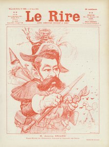 Político francês Aristide Briand. Ilustração para o riso