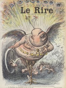 Gustave Rives, arquiteto francês e organizador do Salão de Paris. Ilustração para Le Rire