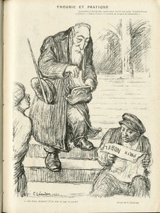 Ilustração de Charles Leandre (1862-1934) em Le Rire, 31/12/21 - Teoria e Prática - Prémio Nobel - Lenine, França Anatole de Charles Leandre