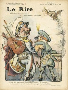 Ilustração de Charles Leandre (1862-1934) para a capa de Le Rire, 26/06/09 - Entrevista Touchante - Música, Guitarra - William II, Nicolas II de Charles Leandre
