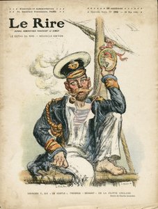 Ilustração de Charles Leandre (1862-1934) para a capa de Le Rire, 28/05/10 - Inglaterra Grã-Bretanha, Folie, Marítimo Marinho, Fumar, Tabaco - George V (1865-1936) de Charles Leandre