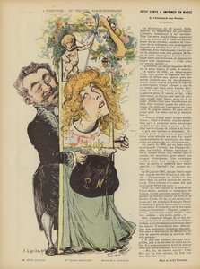 Produção de Henri Lavetans tocar Varennes no Teatro Sarah Bernhardt. Ilustração para Le Rire