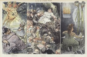 A vida do fraudador Therese Humbert. Ilustração para Le Rire
