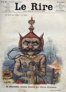 Theophile Delcasse (1852-1923), político francês - Le Gotha du "Laughs", No. XXXVI, M. Delcasse, ministro siamês dos Negócios Estrangeiros - Cartoon de Charles Leandre - (6 de Dezembro de 1902) de Charles Leandre
