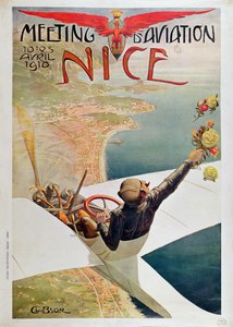 Cartaz publicitário de um encontro de aviação em Nice, de 10 a 25 de abril de 1910 de Charles Leonce Brosse