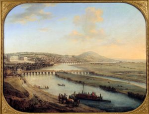 Vista da Ilha de Seguin, a ponte de Sevres e do Saint Cloud Panorama a oeste de Paris. Pintura de Charles Grevenbroeck (? -1758) 1738 Sol. 0,69x0,9 m Paris, musee Carnavalet
