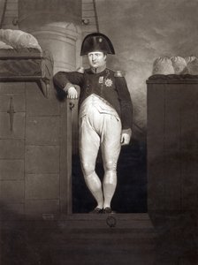 Napoleão Bonaparte na passarela do HMS Bellerophon depois de chegar a Plymouth Sound, em agosto de 1815, gravado por Charles Turner