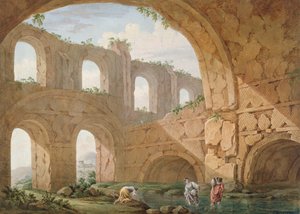 Villa de Adriano, perto de Tivoli (caneta e guache sobre papel)