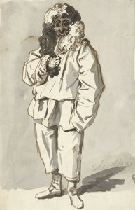 Roman Polichinelle em traje de terça-feira gorda de Charles Louis Clerisseau