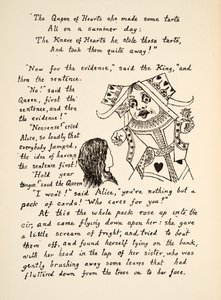 A Rainha Vermelha diz: Segure sua língua para Alice, ilustração de Alices Adventures Under Ground, pub. 1886 (fac-símile)