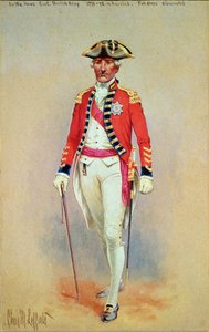 Sir William Howe, comandante em chefe do exército britânico (1776-1778) em traje de montaria desmontado