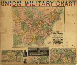 Mapa completo das estradas de ferro e dos cursos de água nos Estados Unidos e no Canadá. LOC 98688331 de Charles Magnus