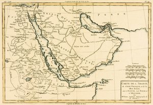 A Arábia, o Golfo Pérsico e o Mar Vermelho, com o Egito, a Núbia e a Abissínia, de "Atlas de Toutes les Partites Connues du Globe Terrestre" de Guillaume Raynal (1713-96) publicaram Genebra, 1780
