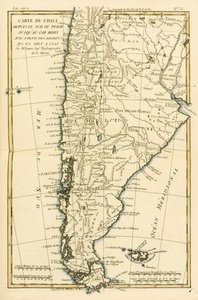 Chile, do sul do Peru ao Cabo Horn, de "Atlas de Toutes les Festes Connues du Globe Terrestre" de Guillaume Raynal (1713-96) publicou Genebra, 1780 de Charles Marie Rigobert Bonne