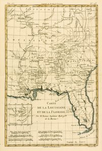 Louisiana e Flórida, de "Atlas de Todas as Partes Conhecidas do Globo Terrestre", de Guillaume Raynal (1713-96), publicaram JL Pellet, Genebra, 1780 de Charles Marie Rigobert Bonne
