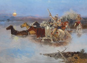 Atravessando o rio, c.1895 de Charles Marion Russell