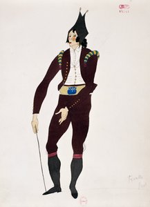 Traje para o personagem de Fiorello de O Barbeiro de Sevilha de Gioacchino Rossini, esboço de Charles Martin (1884-1934)