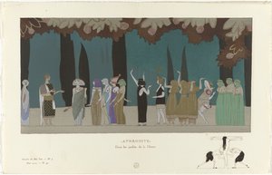 Gazette du Bon Ton, 1914 - No. 5, Pl. 43: Afrodite / Nos jardins da Deusa (título sobre o objecto)
