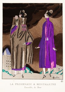 La Promenade a Montmartre, de uma coleção de placas de moda, 1920 (pochoir print) de Charles Martin