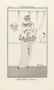 Vestido matinal, de Costumes Parisiens, pub. 1913 (pochoir print) de Charles Martin