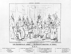 Lord Beaconsfield&39;s Cabinet 1874 - Os Ministros de Sua Majestade no Conselho, impressão feita por Henry Lemon, 1880 (gravura)